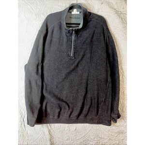 Tommy Bahama Sweater Men 3XL Black Pullover Quarter Zip Reversible Sweatshirt